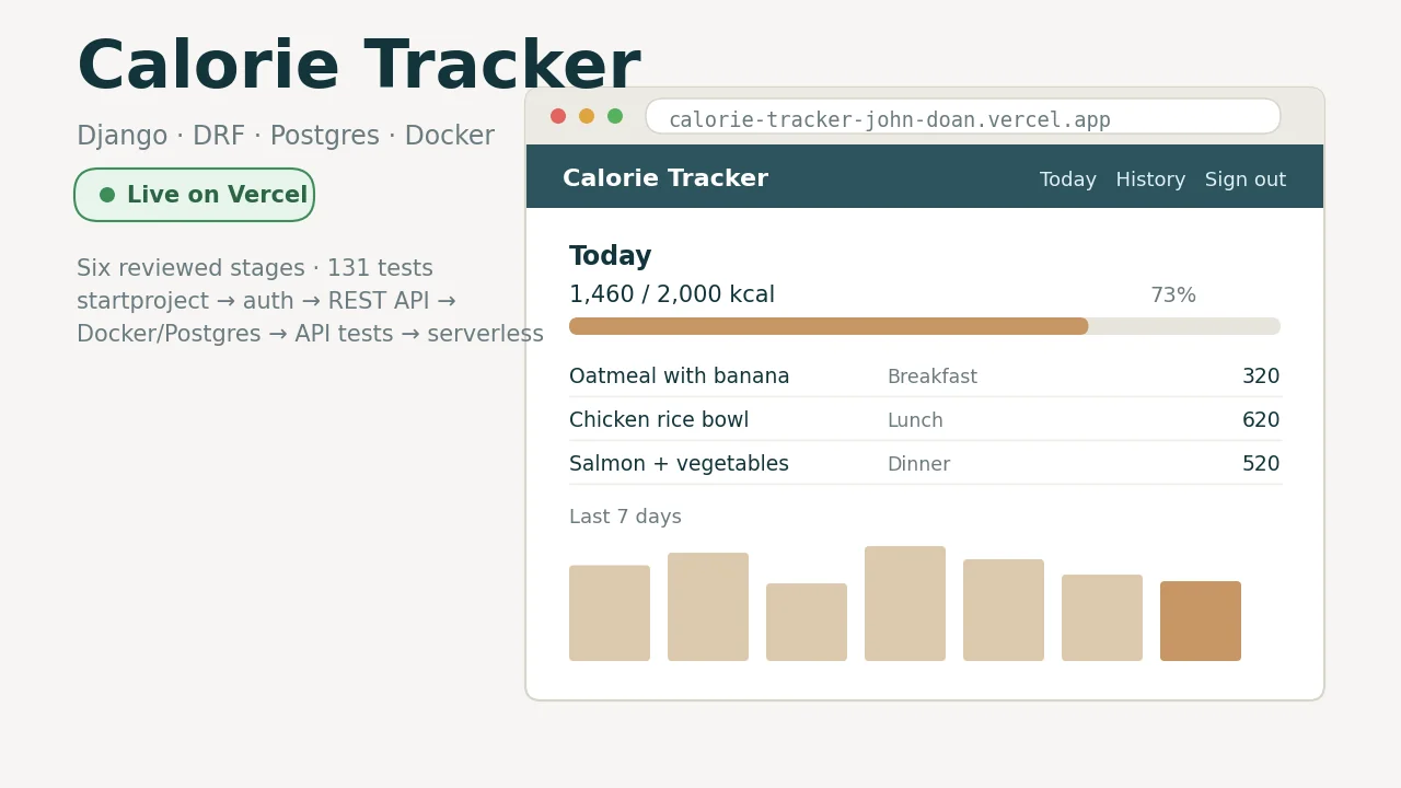 Calorie Tracker — Django app preview