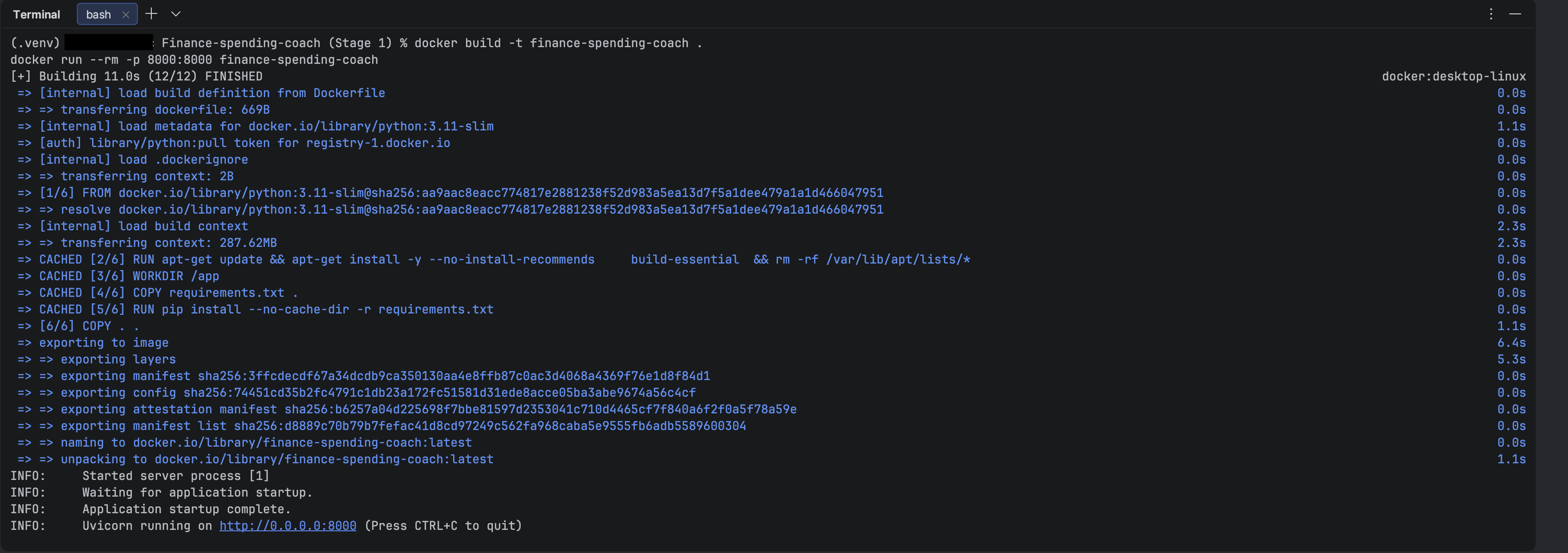 Finance Spending Coach — Stage 1 Dockerized service