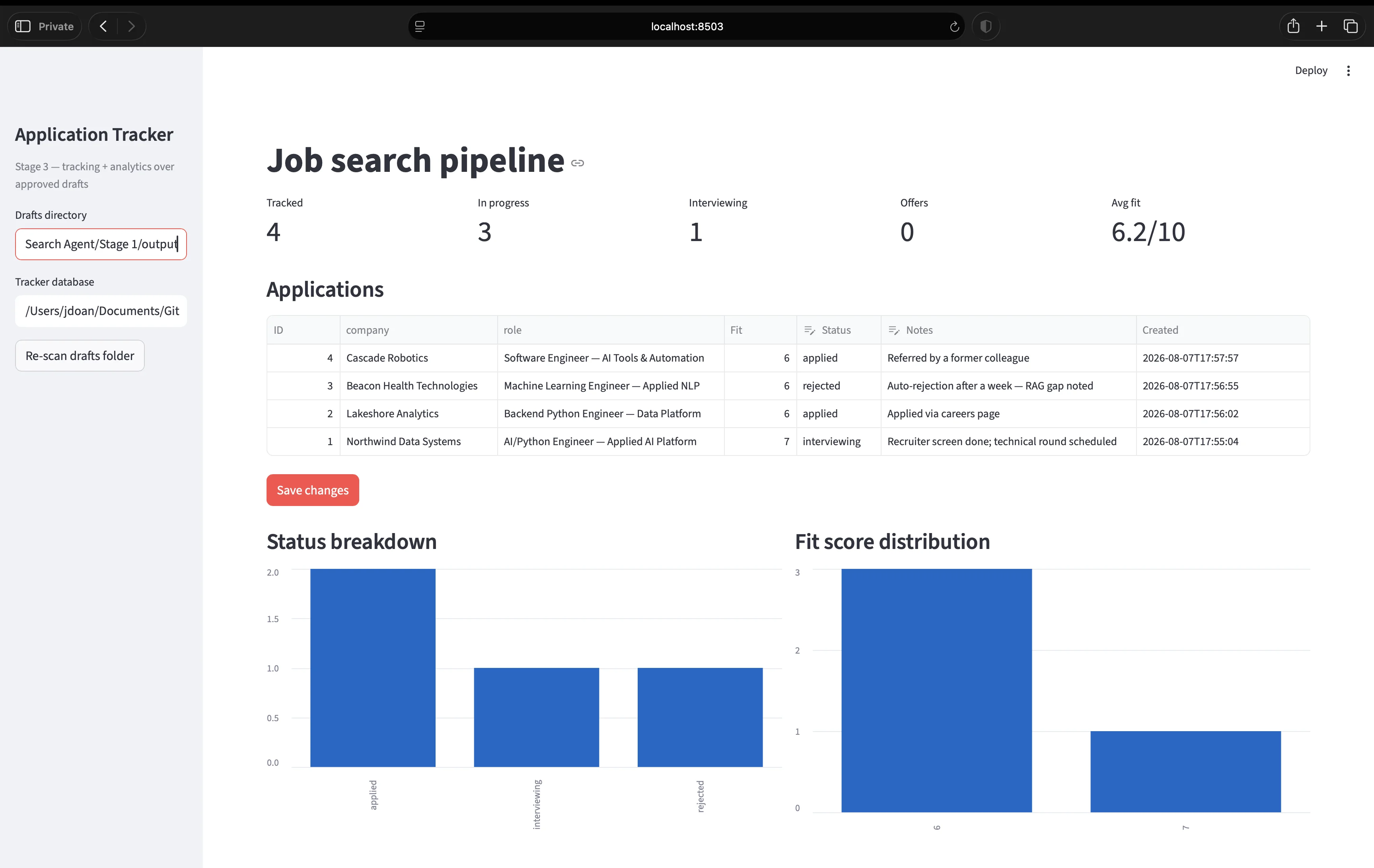Job Search Agent Stage 3 screenshot 1