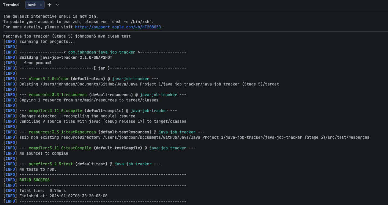 Stage 5 — JUnit tests passing