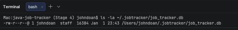 Stage 4 — DB file exists