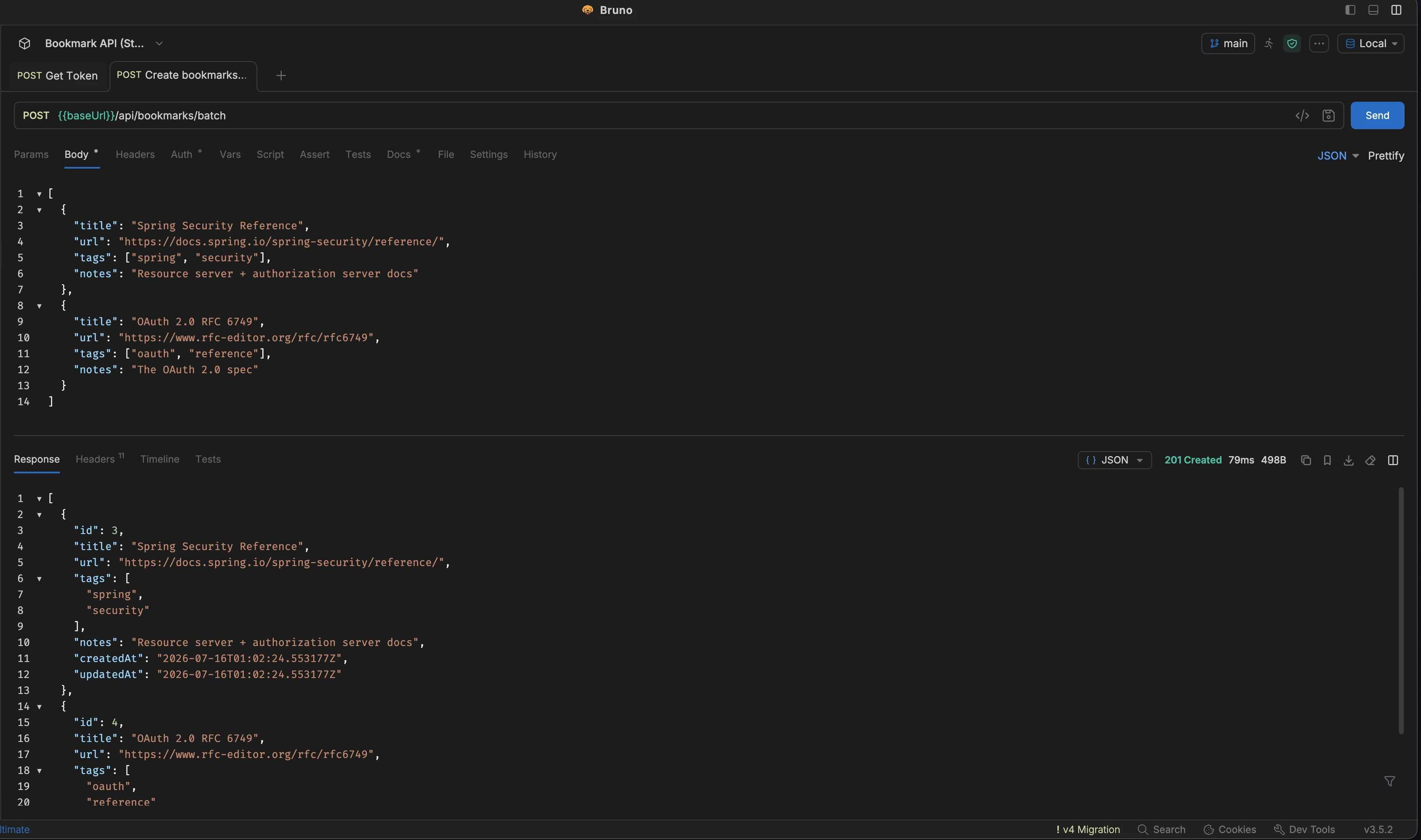 Stage 3 — bulk create endpoint