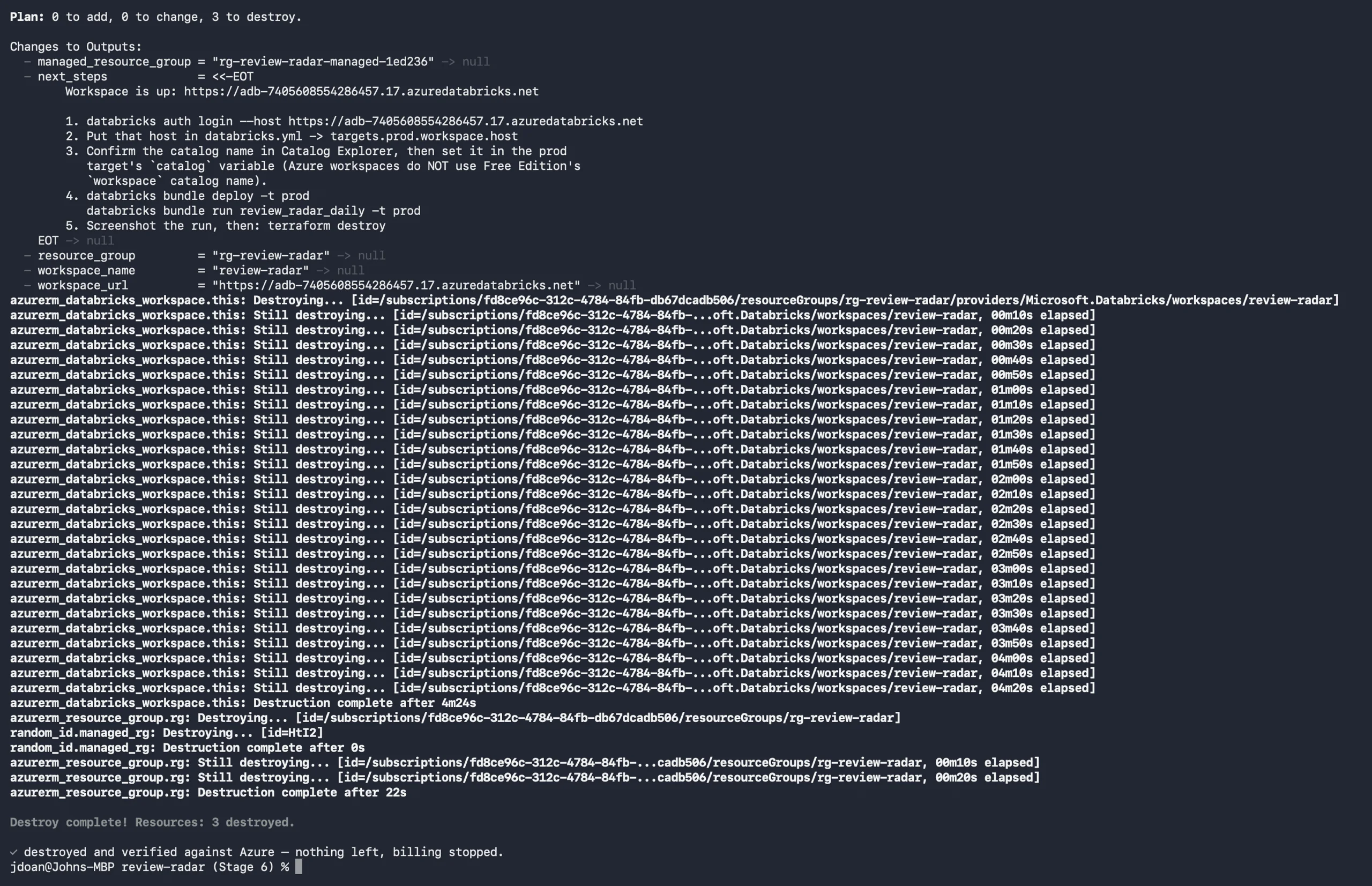 Verified teardown — nothing left billing