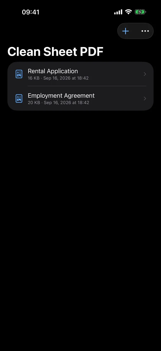 Clean Sheet PDF library showing one imported document