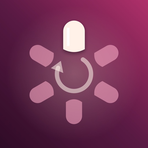 Salon Turns app icon — six nail shapes in a circle on plum, the top one lit white, around a rotation arrow